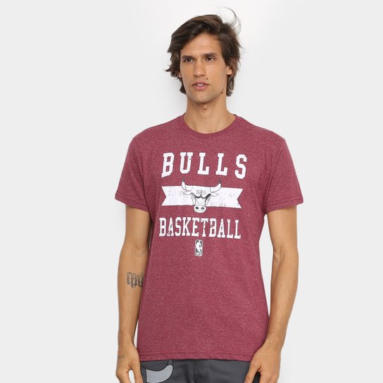 Camiseta NBA Chicaco Bulls Destroyed Masculina - Bordô