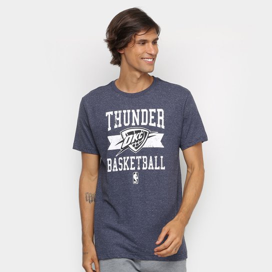 Camiseta NBA Oklahoma City Thunder Destroyed Masculina - Marinho