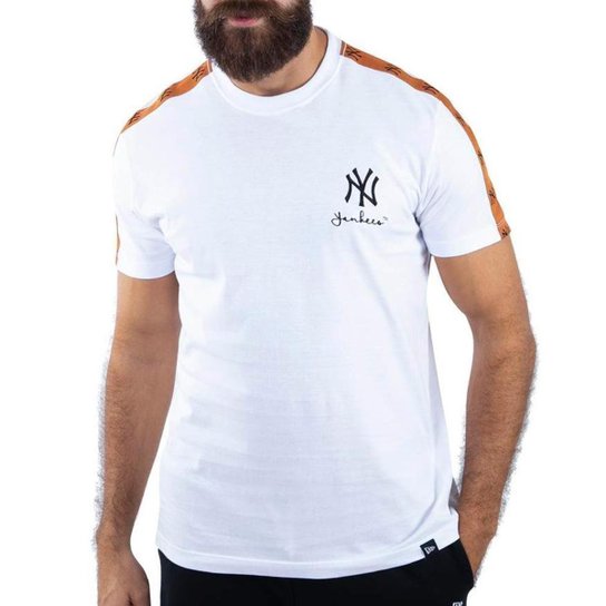 Camiseta New Era New York Yankees Fashion Stripes Masculina - Branco