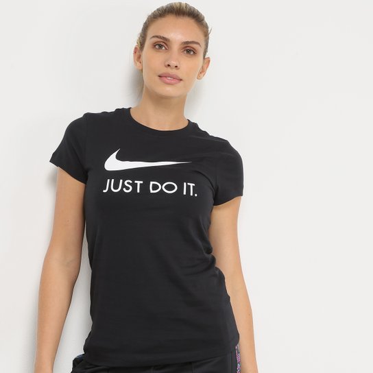 Camiseta Nike NSW JDI Slim Feminina - Preto+Branco