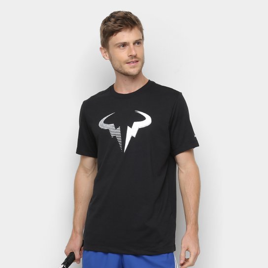 Camiseta Nike Rafa Dry Masculina - Preto+Branco