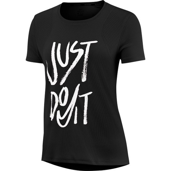 Camiseta Nike Run Top Feminina - Preto+Branco
