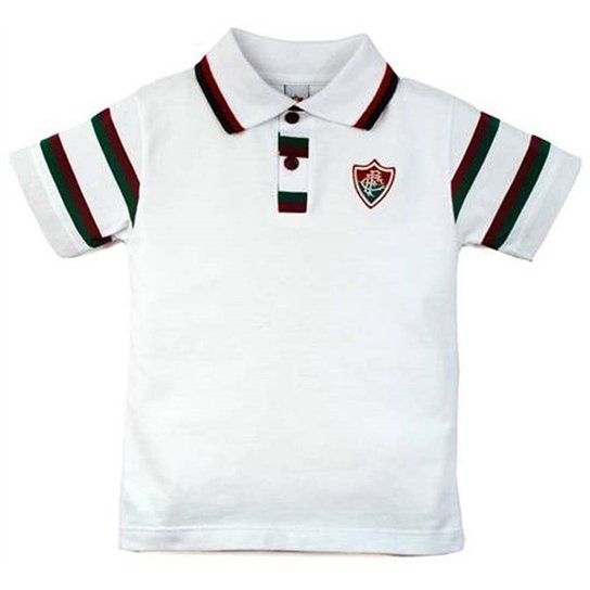 Camiseta Polo Meia Malha Menino Fluminense Reve Dor - 2 Anos - Branco