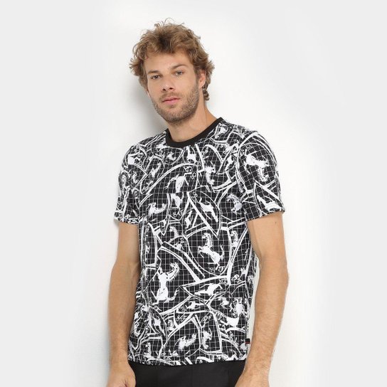 Camiseta Puma Ferrari Aop Masculina - Preto