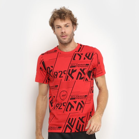 Camiseta Puma Scuderia Ferrari Estampada Masculina - Vermelho