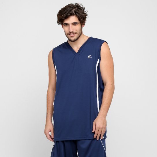 Camiseta Regata Cambs Basic Basketball - Marinho+Branco