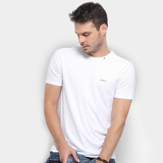 Camiseta Replay Botonê Logo Masculina - Branco