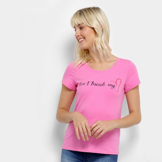 Camiseta Top Modas Don't Break My Heart Feminina - Pink