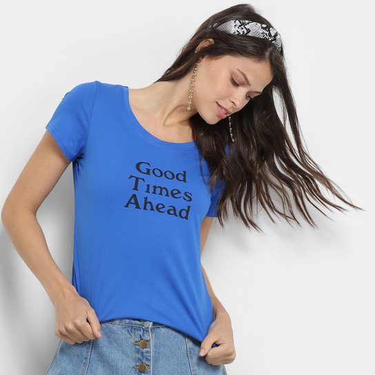 Camiseta Top Modas Good Times Ahead Feminina - Azul