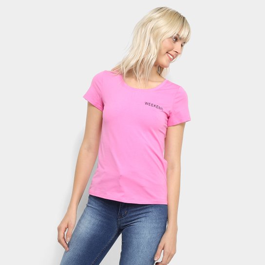 Camiseta Top Modas Weekend Feminina - Pink
