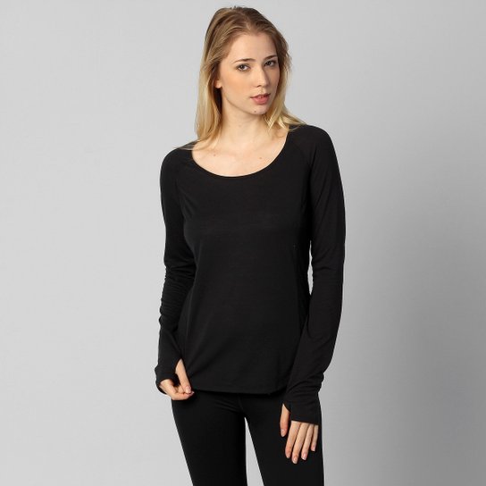 Camiseta Under Armour Fly By Manga Longa - Preto