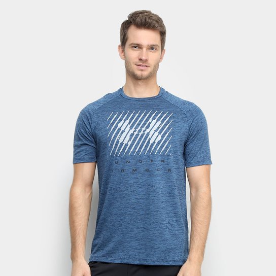 Camiseta Under Armour Tech Twist Graphic Masculina - Azul Petróleo+Prata