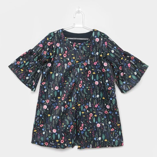 Casaco Infantil Lilica Ripilica Estampado Floral Feminina - Azul