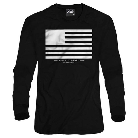 Casaco Moletom Skull Clothing Flag Masculino - Preto