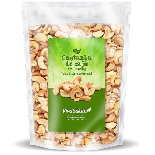 Castanha de Caju em Bandas e sem Sal Viva Salute Embalada a Vácuo - 1 Kg -