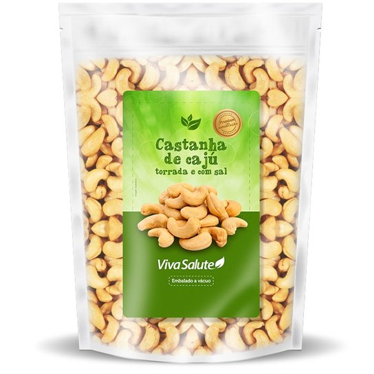 Castanha de Caju Premium com Sal e Torrada W1 Viva Salute Embalada a Vácuo - 500 g -