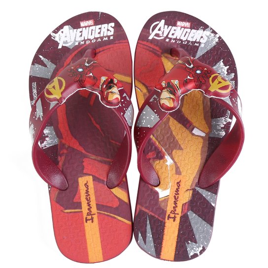 Chinelo Infantil Grendene Avengers Combat Masculino - Vermelho+Amarelo