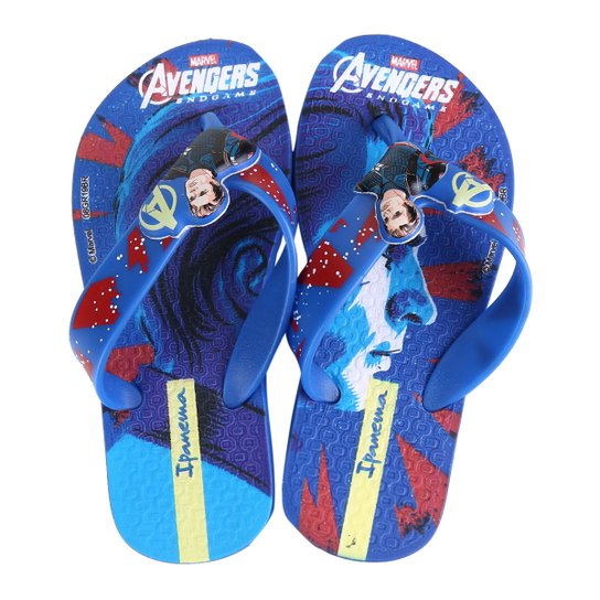 Chinelo Infantil Grendene Avengers Combat Masculino - Azul+Vermelho