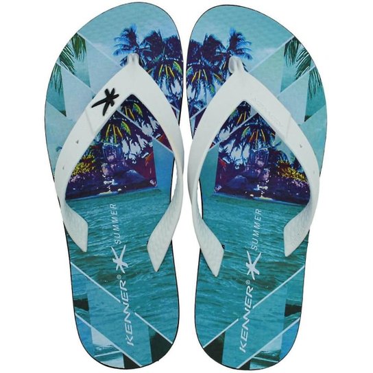 Chinelo Kenner Summer Colors Masculino - Verde+Branco
