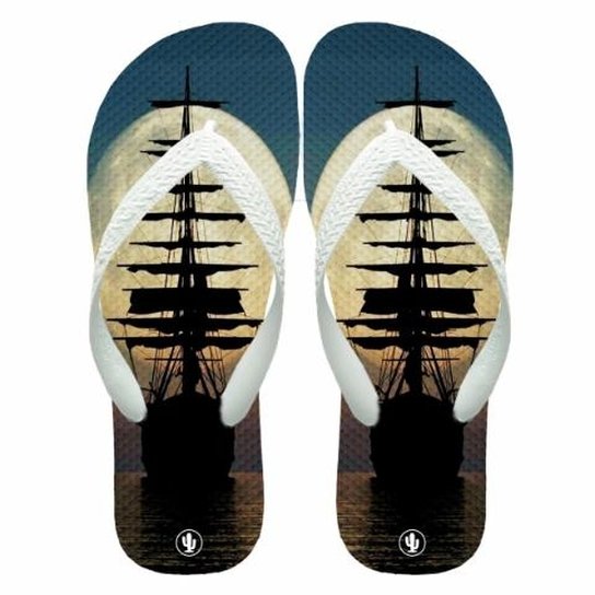 Chinelo Live Caravela Masculino - Branco+Preto