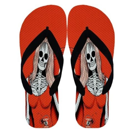 Chinelo Live Caveira Style 3 Masculino - Preto+Vermelho