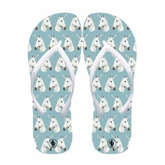 Chinelo Live Unicórnios Feminino - Azul+Branco