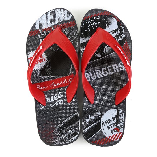 Chinelo Rider Dedo Street Art Masculino - Cinza+Vermelho