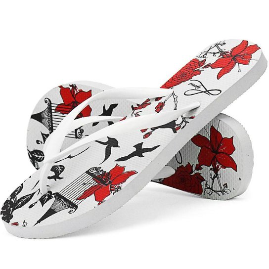 Chinelo SapatoFran Floral Feminino - Branco