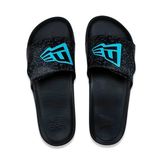 Chinelo Slide Com Velcro Branded Masculino - Preto+Azul
