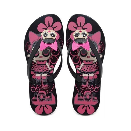 Chinelo Via Luna LOL Fashion Feminina - Preto