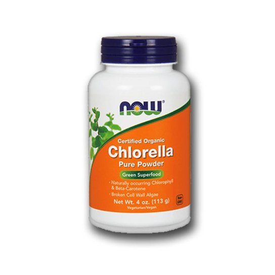 Chlorella Premium em Pó Pura 113g - Now Foods -
