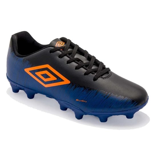 Chuteira Campo Umbro Burn Infantil - Preto+Azul