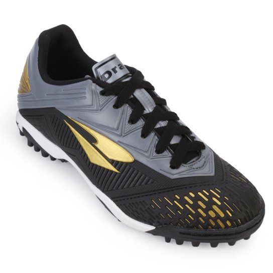Chuteira Futsal Dray Top Fly IV - Preto+Dourado