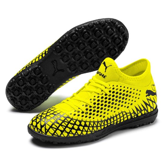 Chuteira Society Infantil Puma Future 4.4 TT Jr - Amarelo+Preto