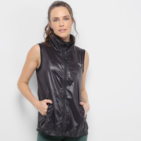 Colete Mizuno Sky Shine Feminino - Preto+Branco