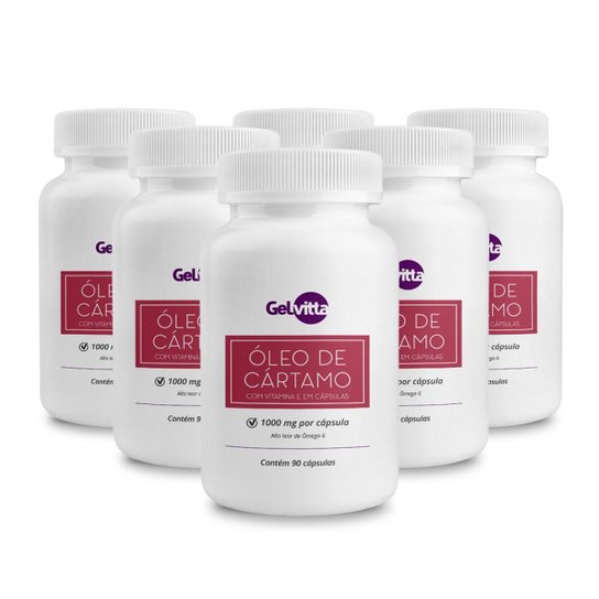 Combo 6 Potes De Óleo De Cártamo Com Vitamina E 540 Cáps - Incolor