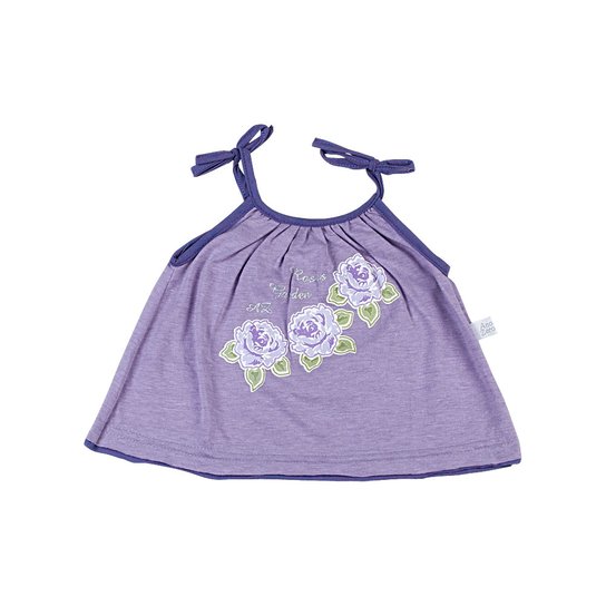 Conjunto Bebê Malha Mescla e Cotton Roses Garden - Lilás