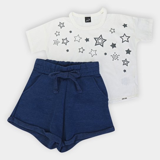 Conjunto Infantil Elian Estrelas Feminino - Off White