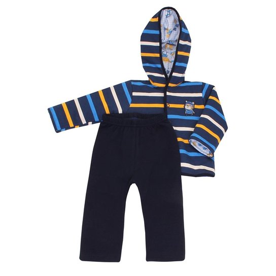 Conjunto Meia de Leite Dupla Face - Azul