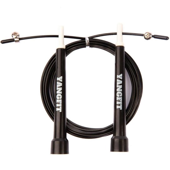 Corda De Pular Com Cabo De Aço Speed Rope Crossfit - Preto