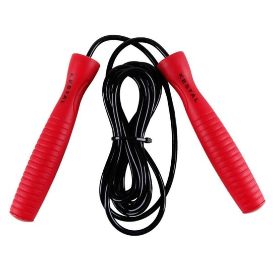 Corda de Pular Kestal com Rolamento - Preto+Vermelho