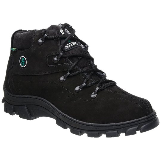 Coturno Adventure Accona em Couro Legítimo Nobuck - Preto