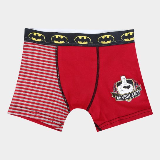 Cueca Infantil Lupo Boxer Estampa Listras Batman - Vermelho