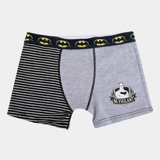 Cueca Infantil Lupo Boxer Estampa Listras Batman - Mescla