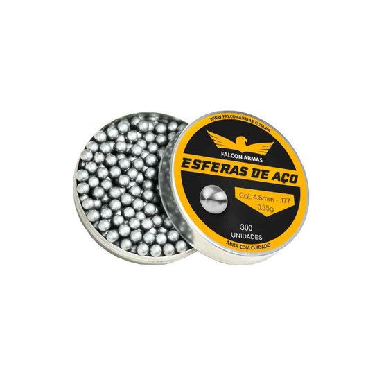 Esfera De Aço Falcon Armas 4,5Mm 0,35G Lata Com 300 Um - Cinza