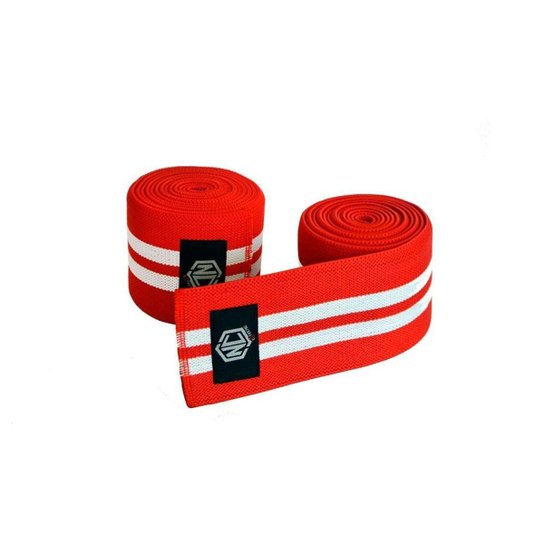 Faixa Joelho Crossfit Lpo Powerlifting NC Extreme 2m - Vermelho+Branco