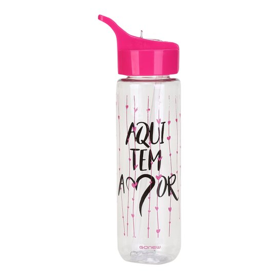 Garrafa Gonew Flip Top Amor 700 ML - Branco+Rosa