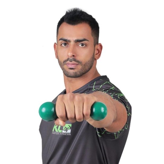 Halter Kl Master Fitness para Academia Emborrachado 1 Kg - Verde