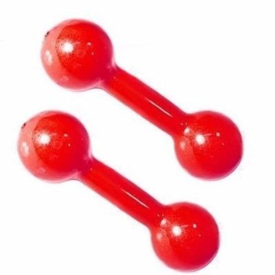 Halteres Par Emborrachado Peso P Musculação 3kg Cada - Vermelho