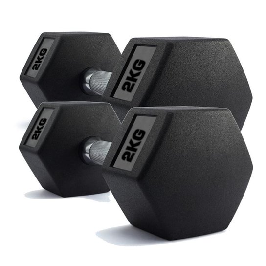 Halteres Sextavado Ahead Sports AS2102B 2kg - Preto